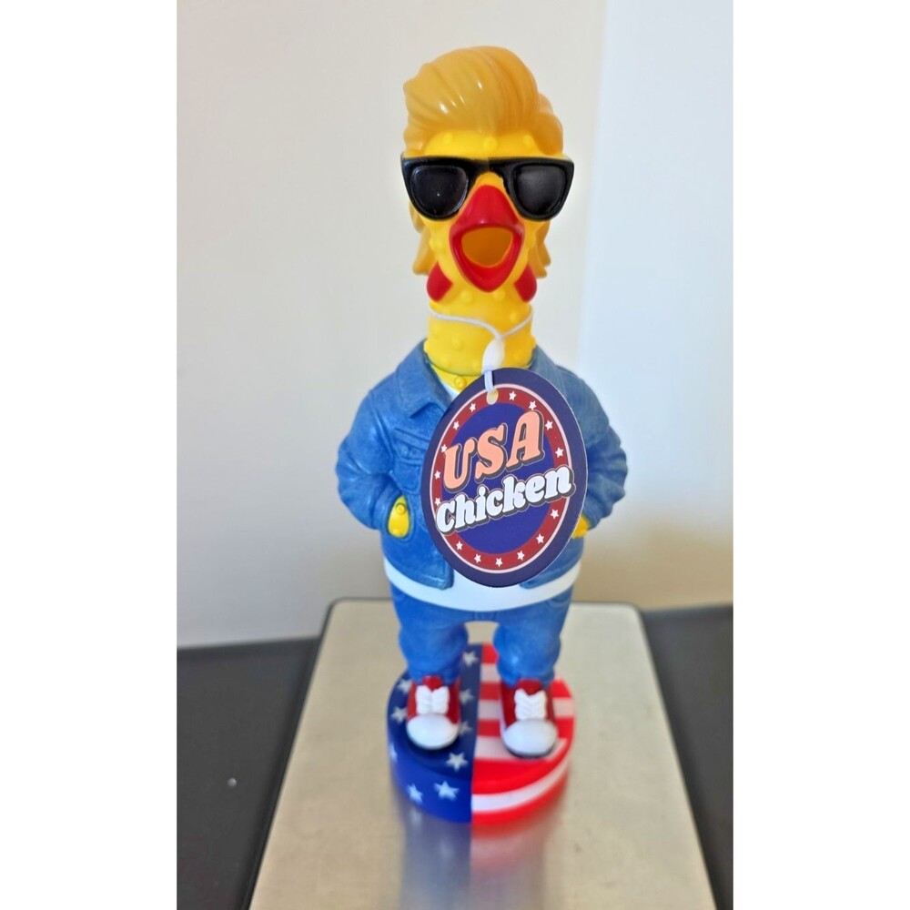 USA Squawking President Chicken- Fun Rubber Chicken Duck Noise New W Tags